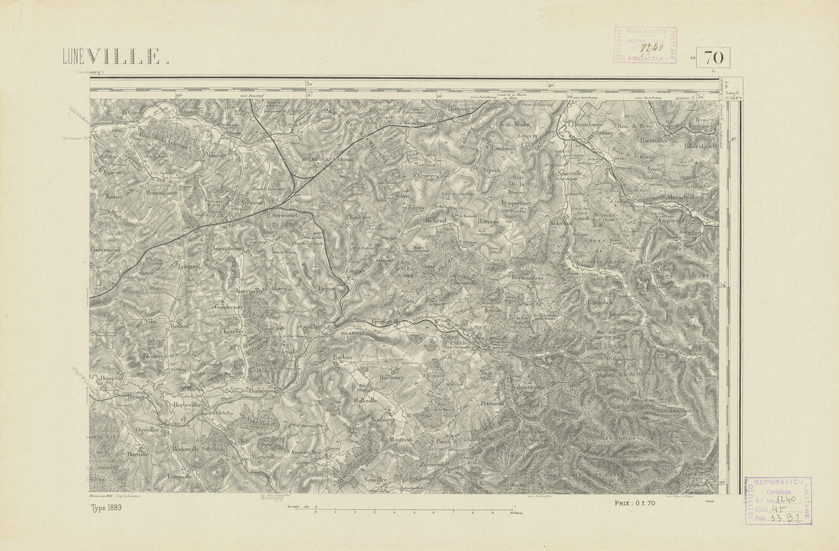 (N:21895) CARTE DE FRANCE - LUNEVILLE (B0018482) Carte e stampe antiche: riproduzione a colori su carta (formato A2)