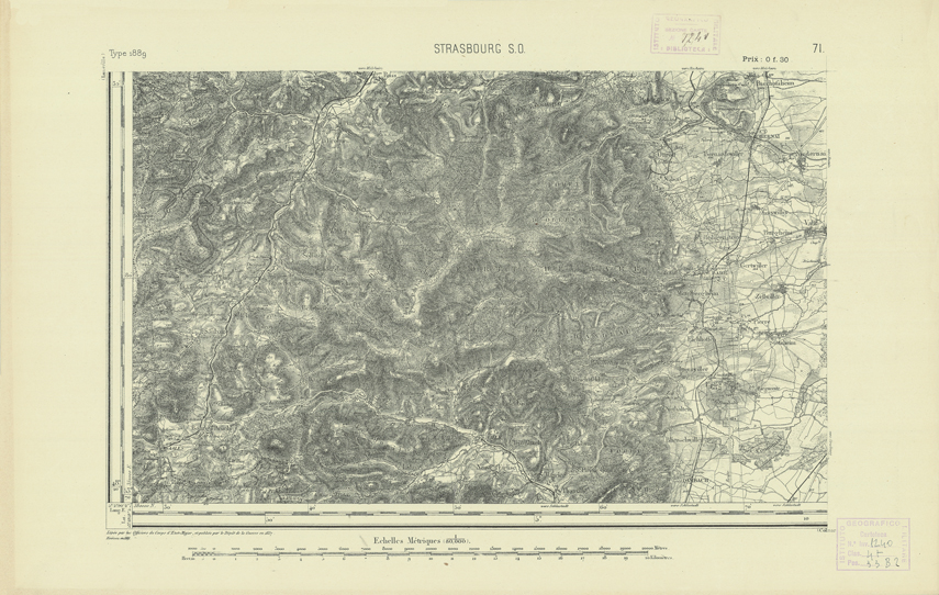 (N:21899) CARTE DE FRANCE - STRASBOURG S.O. (B0018486) Carte e stampe antiche: riproduzione a colori su carta (formato A2)