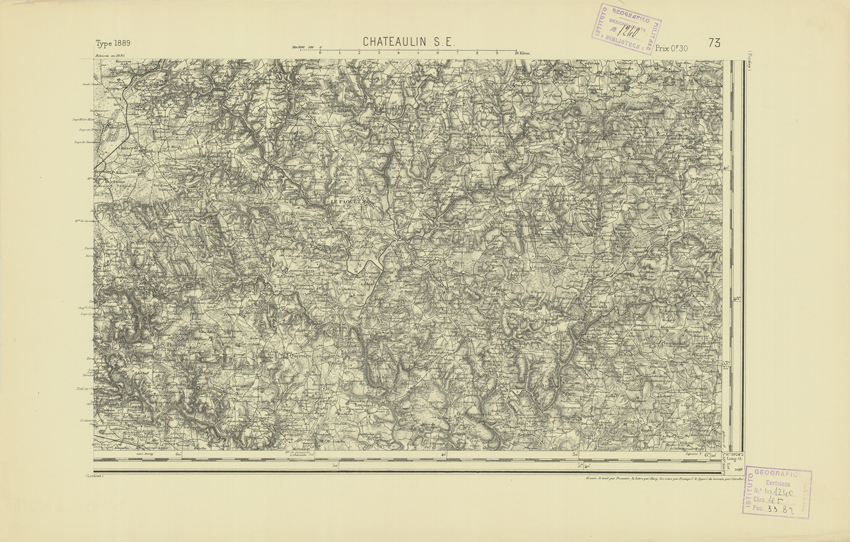 (N:21906) CARTE DE FRANCE - CHATEAULIN S.E. (B0018493) Carte e stampe antiche: riproduzione a colori su carta (formato A2)