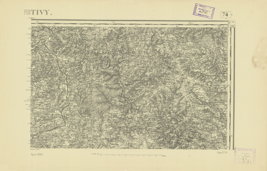 (N:21909) CARTE DE FRANCE - PONTIVY (B0018496) Carte e stampe antiche: riproduzione a colori su carta (formato A2)