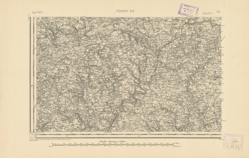 (N:21911) CARTE DE FRANCE - PONTIVY S.O. (B0018498) Carte e stampe antiche: riproduzione a colori su carta (formato A2)