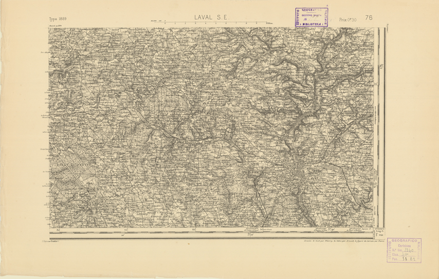 (N:21918) CARTE DE FRANCE - LAVAL S.E. (B0018505) Carte e stampe antiche: riproduzione a colori su carta (formato A2)