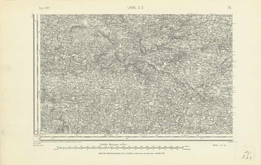 (N:21919) CARTE DE FRANCE - LAVAL S.O. (B0018506) Carte e stampe antiche: riproduzione a colori su carta (formato A2)