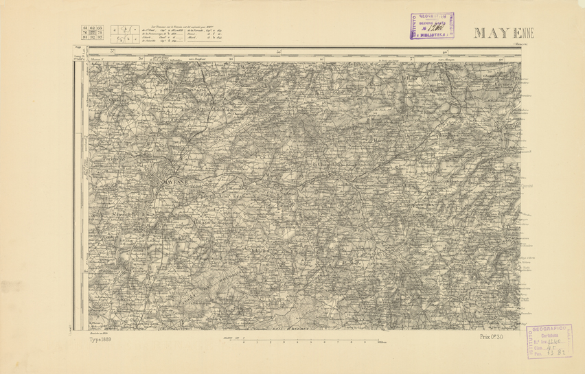 (N:21920) CARTE DE FRANCE - MAYENNE (B0018507) Carte e stampe antiche: riproduzione a colori su carta (formato A2)