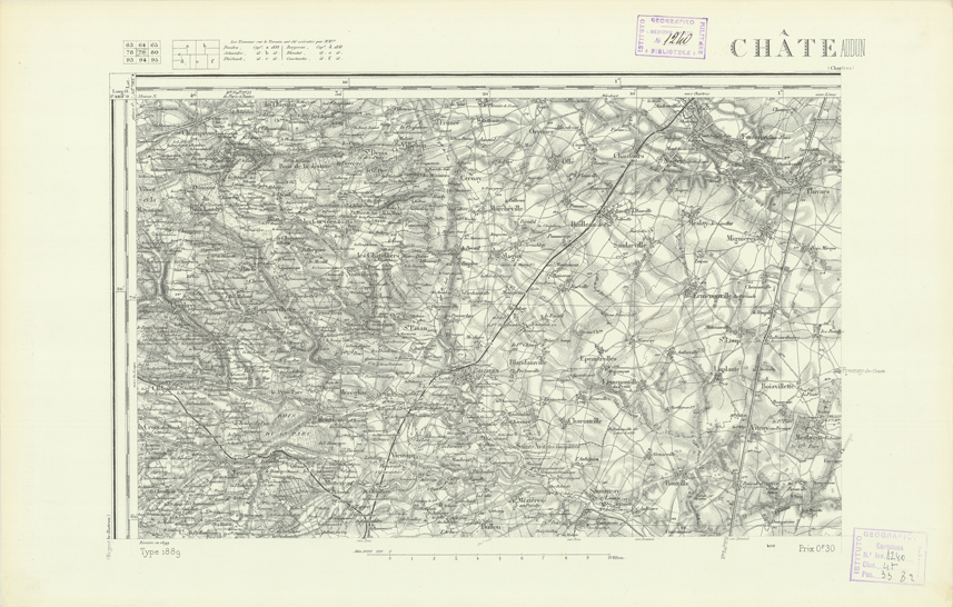 (N:21928) CARTE DE FRANCE - CHATEAUDUN (B0018515) Carte e stampe antiche: riproduzione a colori su carta (formato A2)