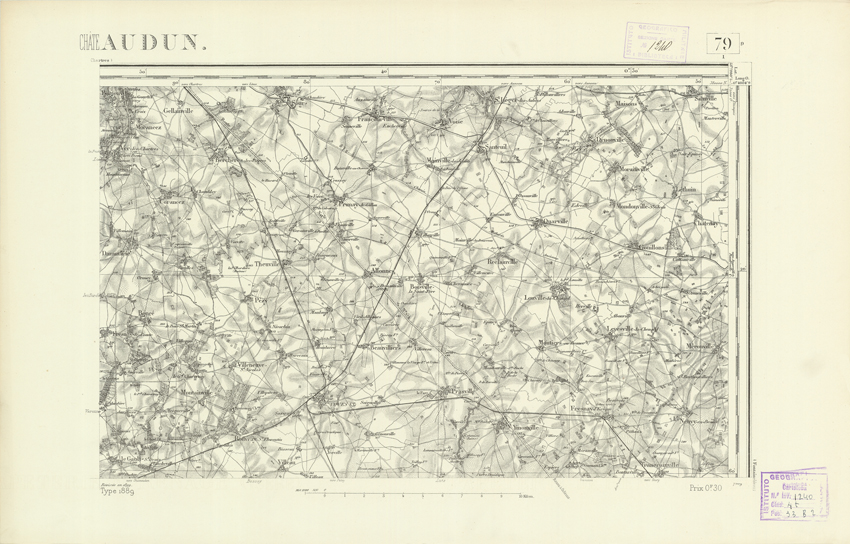 (N:21929) CARTE DE FRANCE - CHATEAUDUN (B0018516) Carte e stampe antiche: riproduzione a colori su carta (formato A2)