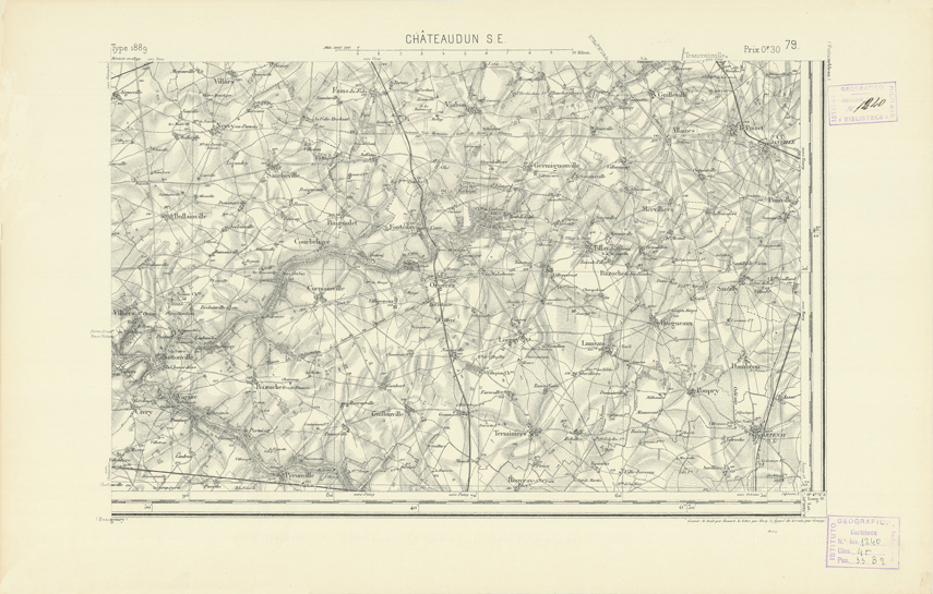 (N:21930) CARTE DE FRANCE - CHATEAUDUN S.E. (B0018517) Carte e stampe antiche: riproduzione a colori su carta (formato A2)