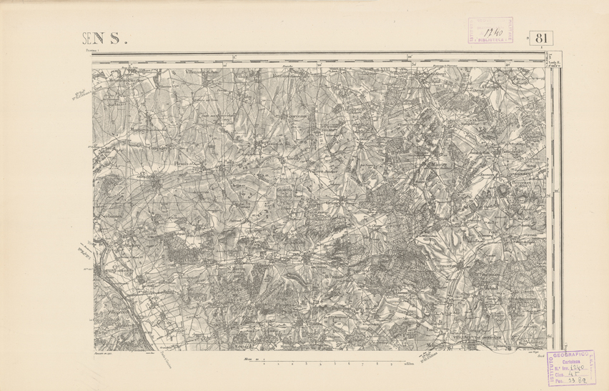 (N:21937) CARTE DE FRANCE - SENS (B0018524) Carte e stampe antiche: riproduzione a colori su carta (formato A2)