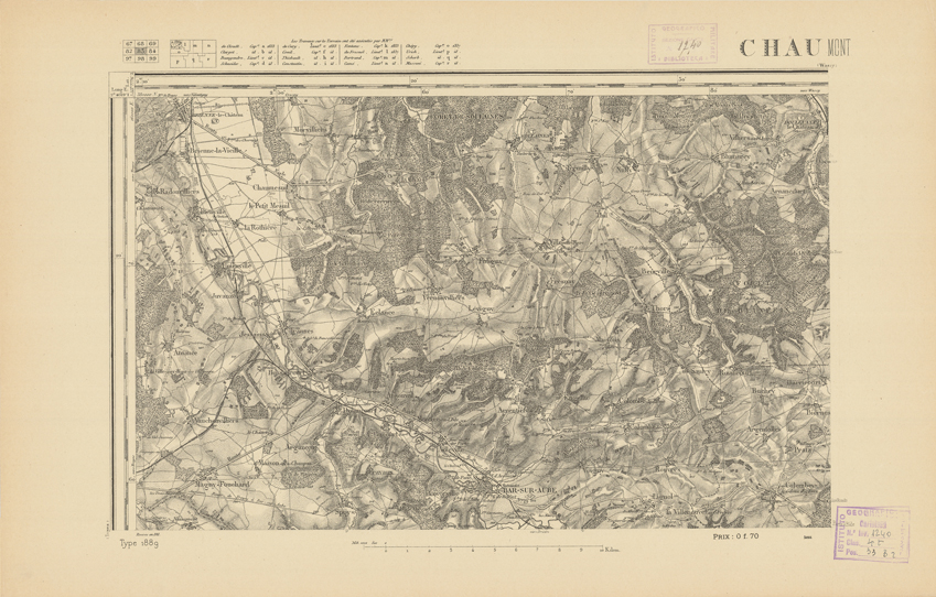 (N:21944) CARTE DE FRANCE - CHAUMONT (B0018531) Carte e stampe antiche: riproduzione a colori su carta (formato A2)