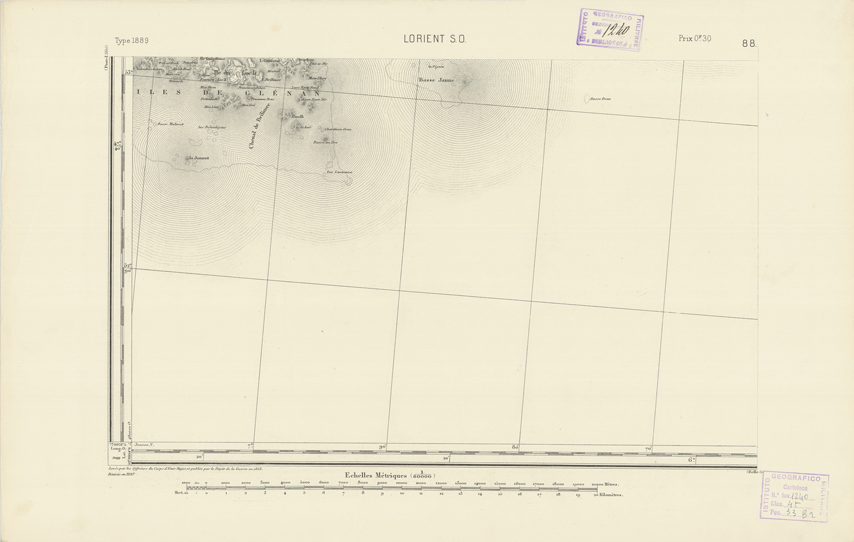 (N:21962) CARTE DE FRANCE - LORIENT S.O. (B0018549) Carte e stampe antiche: riproduzione a colori su carta (formato A2)