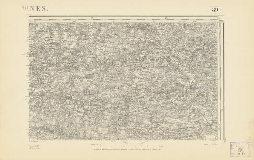 (N:21964) CARTE DE FRANCE - VANNES (B0018551) Carte e stampe antiche: riproduzione a colori su carta (formato A2)