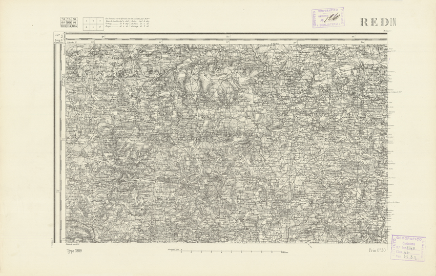 (N:21967) CARTE DE FRANCE - REDON (B0018554) Carte e stampe antiche: riproduzione a colori su carta (formato A2)