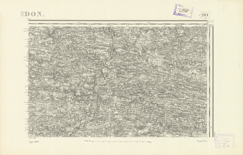 (N:21968) CARTE DE FRANCE - REDON (B0018555) Carte e stampe antiche: riproduzione a colori su carta (formato A2)