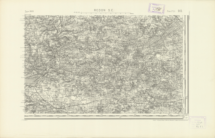 (N:21969) CARTE DE FRANCE - REDON S.E. (B0018556) Carte e stampe antiche: riproduzione a colori su carta (formato A2)