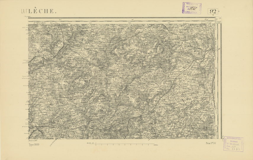 (N:21976) CARTE DE FRANCE - LA FLECHE (B0018563) Carte e stampe antiche: riproduzione a colori su carta (formato A2)