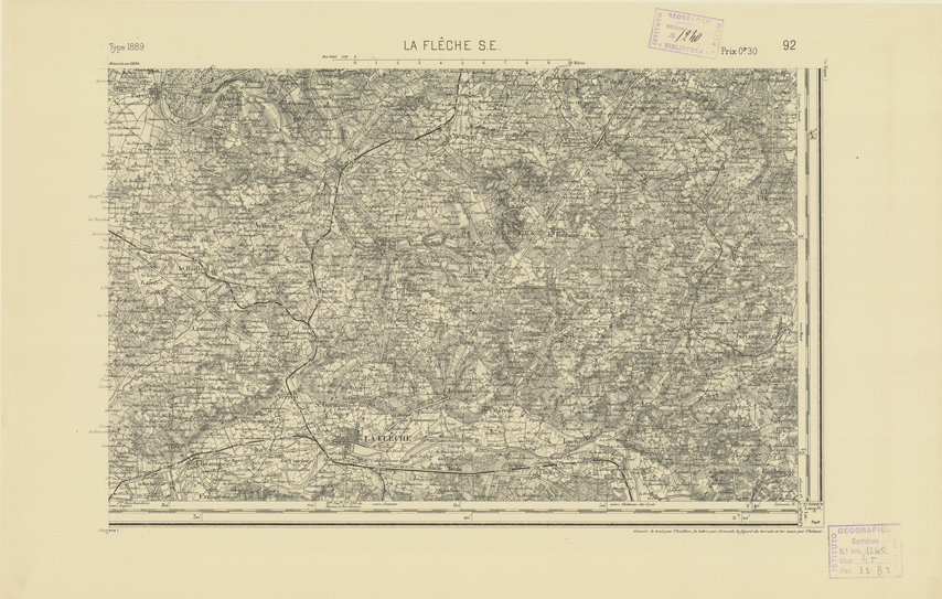 (N:21977) CARTE DE FRANCE - LA FLECHE S.E. (B0018564) Carte e stampe antiche: riproduzione a colori su carta (formato A2)