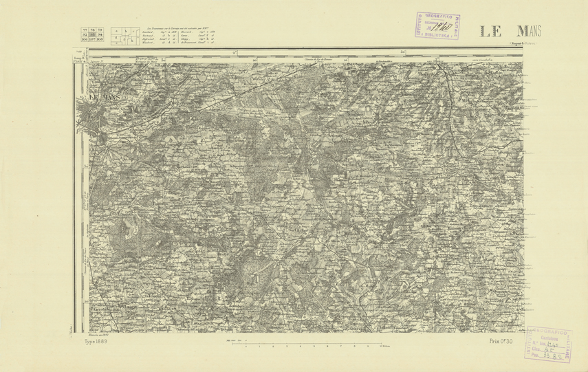 (N:21979) CARTE DE FRANCE - LE MANS (B0018566) Carte e stampe antiche: riproduzione a colori su carta (formato A2)