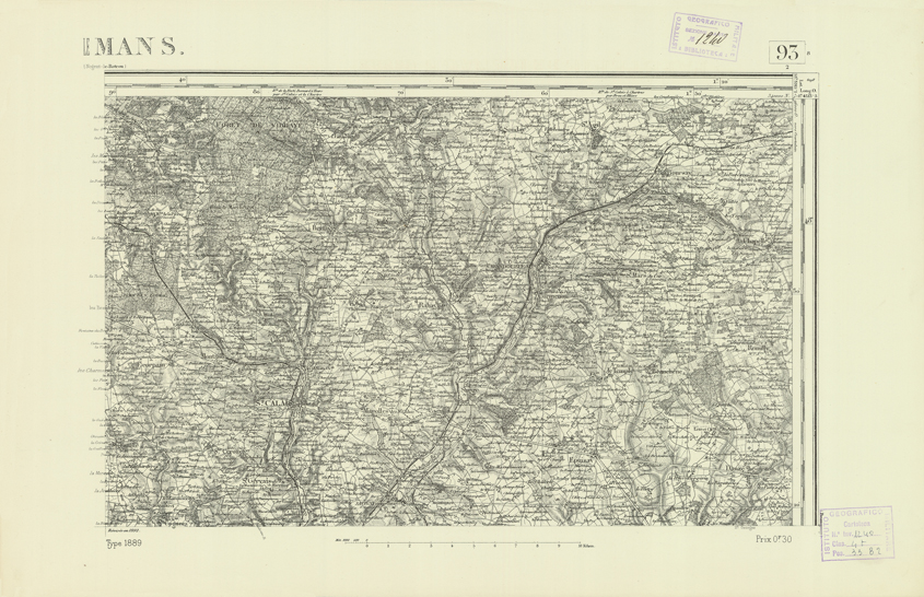 (N:21980) CARTE DE FRANCE - LE MANS (B0018567) Carte e stampe antiche: riproduzione a colori su carta (formato A2)