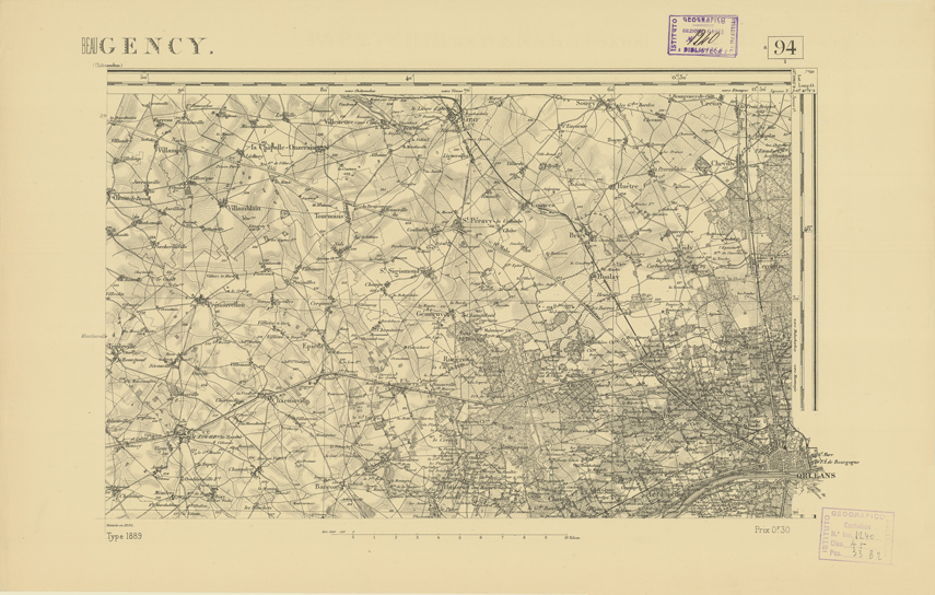 (N:21984) CARTE DE FRANCE - BEAUGENCY (B0018571) Carte e stampe antiche: riproduzione a colori su carta (formato A2)