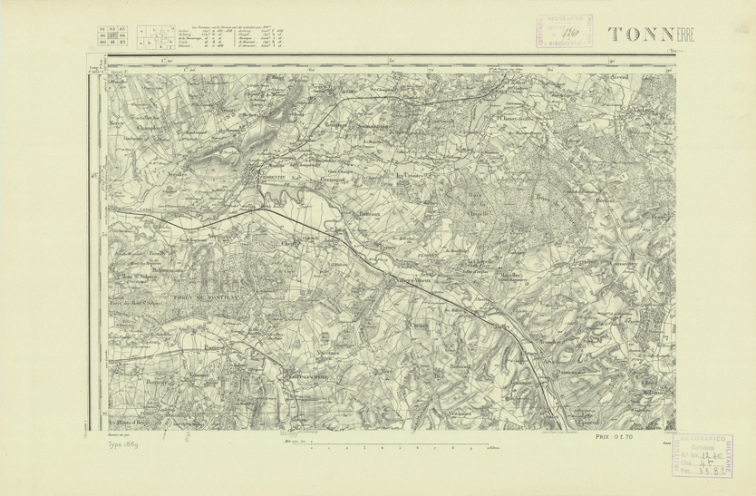 (N:21995) CARTE DE FRANCE - TONNERRE (B0018582) Carte e stampe antiche: riproduzione a colori su carta (formato A2)