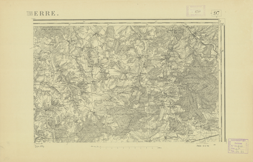 (N:21996) CARTE DE FRANCE - TONNERRE (B0018583) Carte e stampe antiche: riproduzione a colori su carta (formato A2)