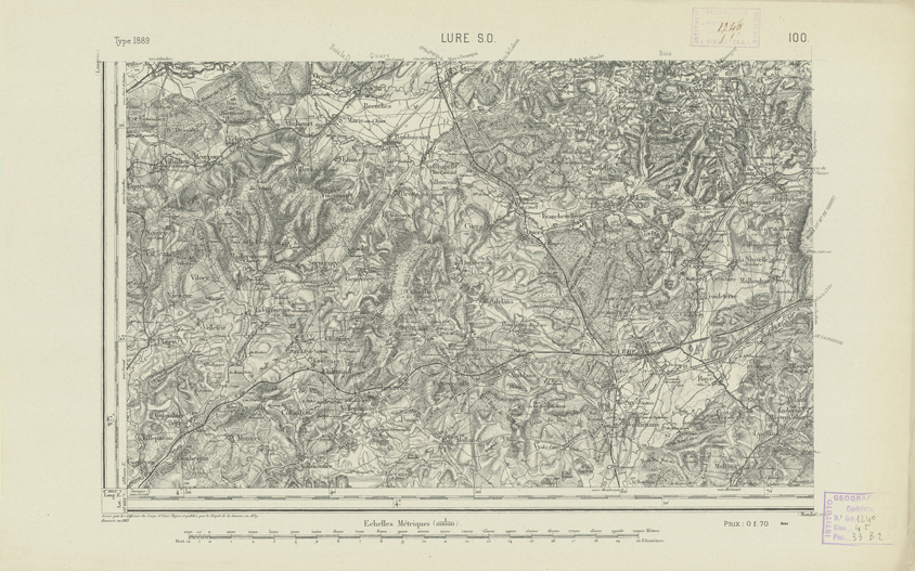 (N:22010) CARTE DE FRANCE - LURE S.O. (B0018597) Carte e stampe antiche: riproduzione a colori su carta (formato A2)