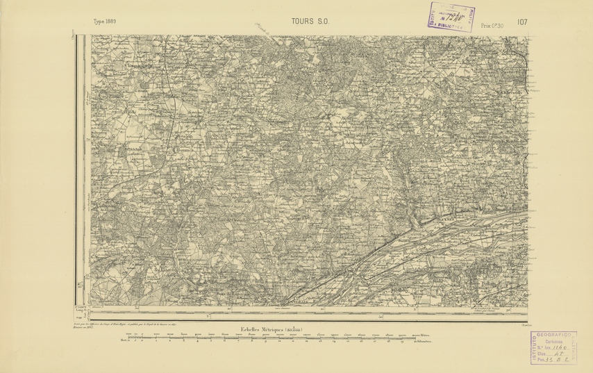 (N:22034) CARTE DE FRANCE - TOURS S.O. (B0018621) Carte e stampe antiche: riproduzione a colori su carta (formato A2)