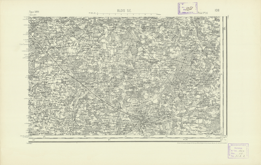 (N:22037) CARTE DE FRANCE - BLOIS S.E. (B0018624) Carte e stampe antiche: riproduzione a colori su carta (formato A2)