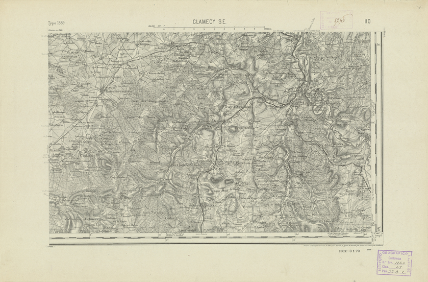 (N:22045) CARTE DE FRANCE - CLAMECY S.E. (B0018632) Carte e stampe antiche: riproduzione a colori su carta (formato A2)