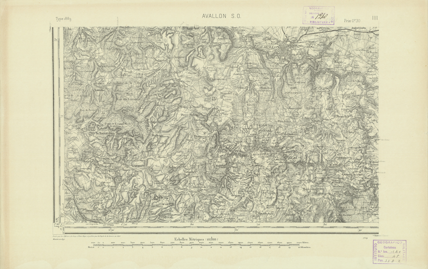 (N:22050) CARTE DE FRANCE - AVALLON S.O. (B0018637) Carte e stampe antiche: riproduzione a colori su carta (formato A2)
