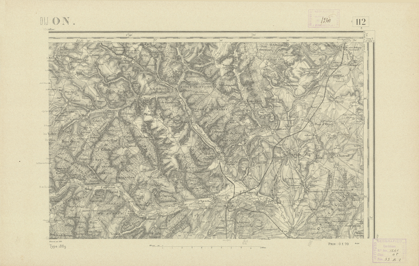 (N:22052) CARTE DE FRANCE - DIJON (B0018639) Carte e stampe antiche: riproduzione a colori su carta (formato A2)