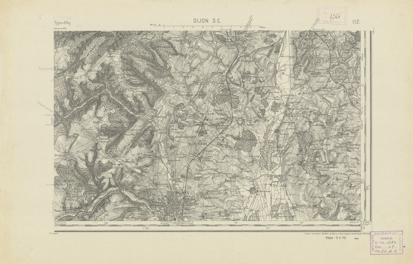 (N:22053) CARTE DE FRANCE - DIJON S.E. (B0018640) Carte e stampe antiche: riproduzione a colori su carta (formato A2)