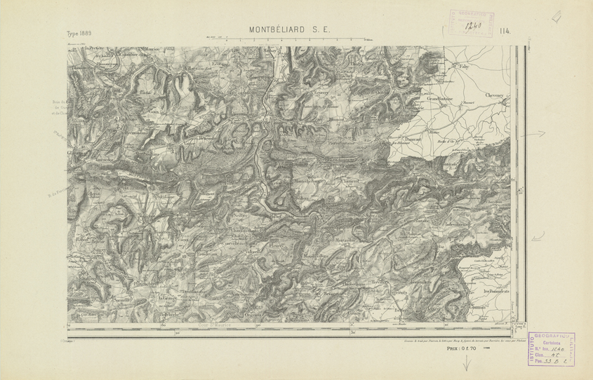 (N:22061) CARTE DE FRANCE - MONTBELIARD S.E. (B0018648) Carte e stampe antiche: riproduzione a colori su carta (formato A2)
