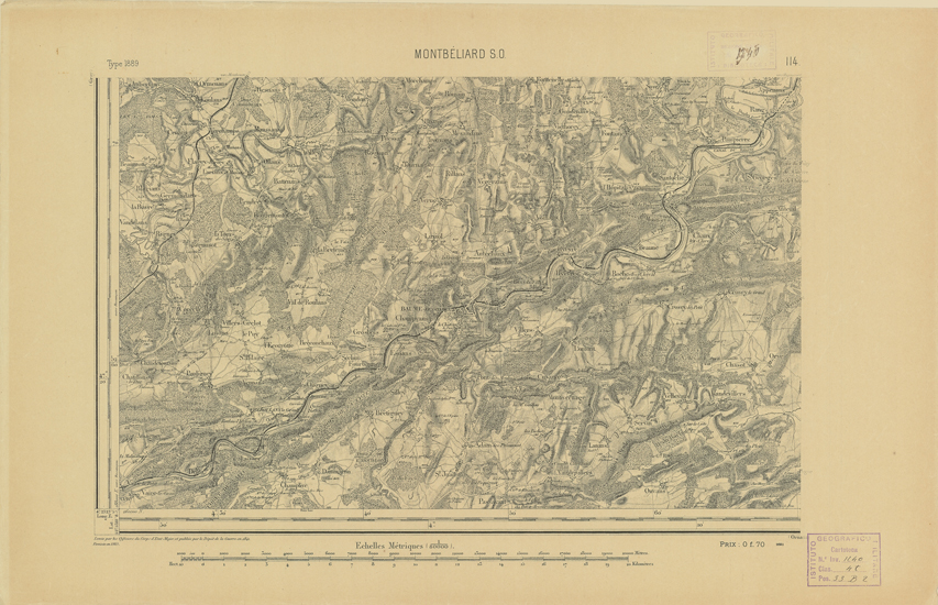 (N:22062) CARTE DE FRANCE - MONTEBELIARD S.O. (B0018649) Carte e stampe antiche: riproduzione a colori su carta (formato A2)