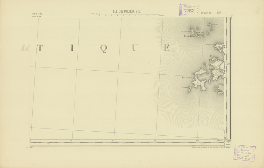 (N:22066) CARTE DE FRANCE - ILE DU PILIER S.E. (B0018653) Carte e stampe antiche: riproduzione a colori su carta (formato A2)