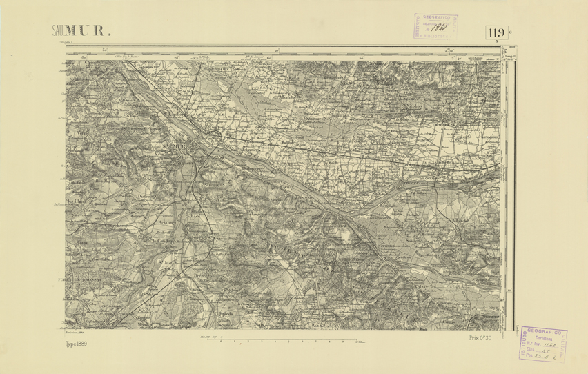 (N:22076) CARTE DE FRANCE - SAUMUR (B0018663) Carte e stampe antiche: riproduzione a colori su carta (formato A2)