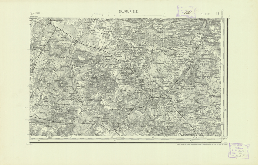 (N:22077) CARTE DE FRANCE - SAUMUR S.E. (B0018664) Carte e stampe antiche: riproduzione a colori su carta (formato A2)