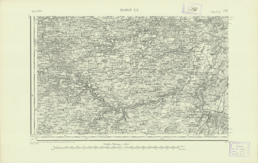 (N:22078) CARTE DE FRANCE - SAUMUR S.O. (B0018665) Carte e stampe antiche: riproduzione a colori su carta (formato A2)