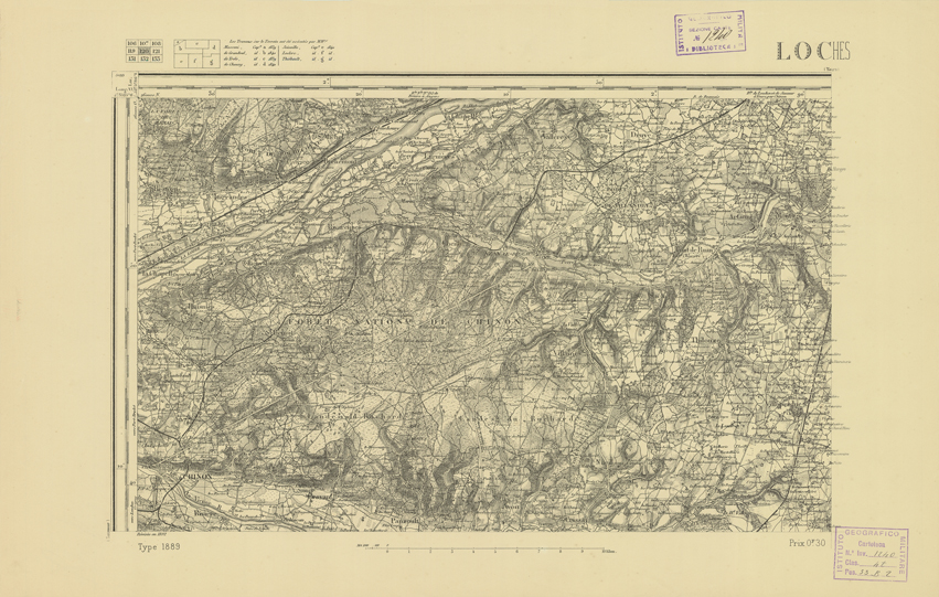 (N:22079) CARTE DE FRANCE - LOCHES (B0018666) Carte e stampe antiche: riproduzione a colori su carta (formato A2)