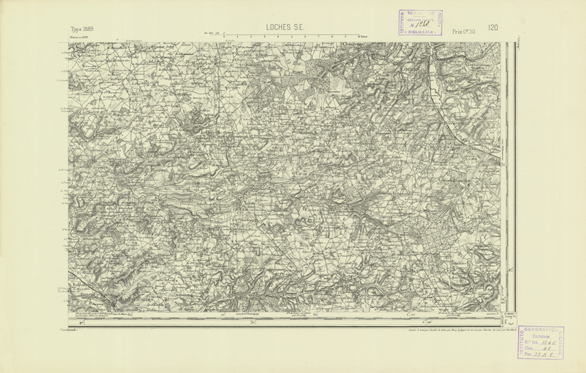 (N:22081) CARTE DE FRANCE - LOCHES S.E. (B0018668) Carte e stampe antiche: riproduzione a colori su carta (formato A2)