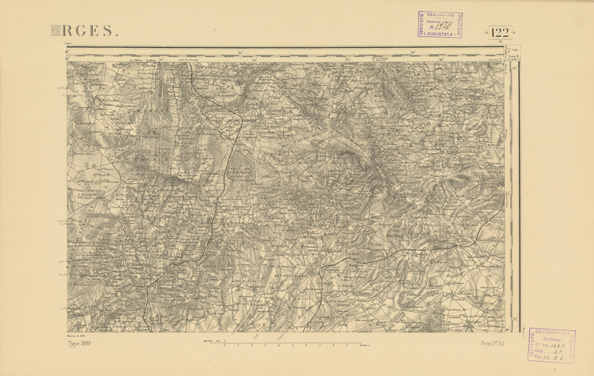 (N:22087) CARTE DE FRANCE - BOURGES (B0018674) Carte e stampe antiche: riproduzione a colori su carta (formato A2)