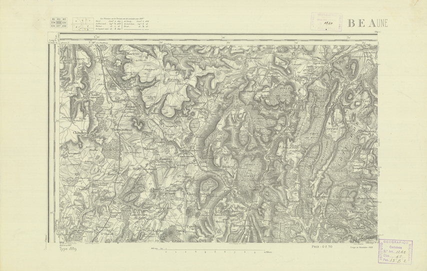 (N:22100) CARTE DE FRANCE - BEAUNE (B0018685) Carte e stampe antiche: riproduzione a colori su carta (formato A2)