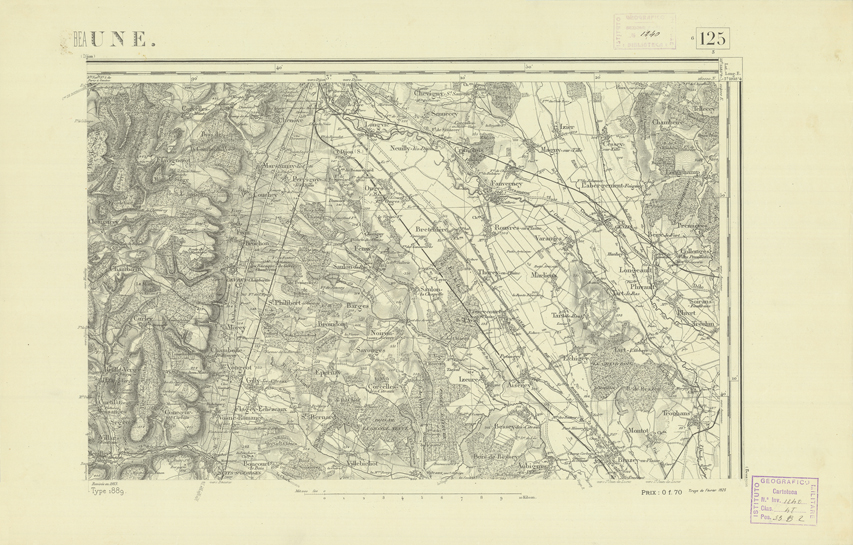 (N:22101) CARTE DE FRANCE - BEAUNE (B0018686) Carte e stampe antiche: riproduzione a colori su carta (formato A2)