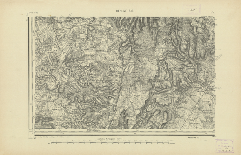 (N:22103) CARTE DE FRANCE - BEAUNE S.O. (B0018688) Carte e stampe antiche: riproduzione a colori su carta (formato A2)