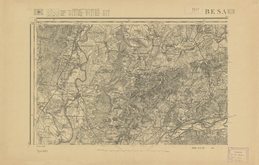 (N:22104) CARTE DE FRANCE - BESANCON (B0018689) Carte e stampe antiche: riproduzione a colori su carta (formato A2)