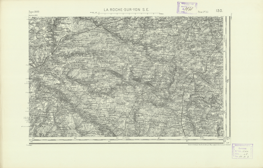 (N:22120) CARTE DE FRANCE - LA ROCHE-SUR-YON (B0018705) Carte e stampe antiche: riproduzione a colori su carta (formato A2)