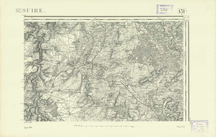 (N:22123) CARTE DE FRANCE - BRESSUIRE (B0018708) Carte e stampe antiche: riproduzione a colori su carta (formato A2)