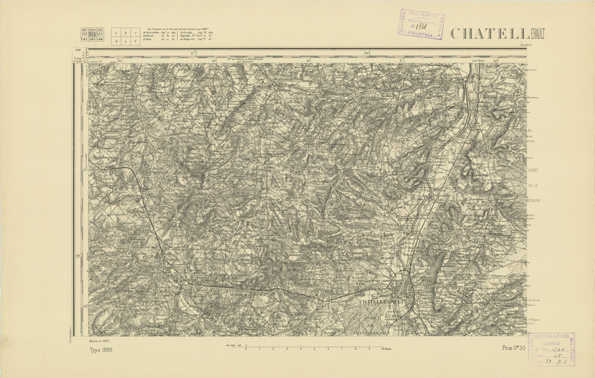 (N:22126) CARTE DE FRANCE - CHATELLERAULT (B0018711) Carte e stampe antiche: riproduzione a colori su carta (formato A2)