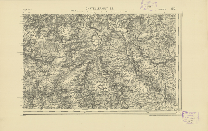 (N:22128) CARTE DE FRANCE - CHATELLERAULT S.E. (B0018713) Carte e stampe antiche: riproduzione a colori su carta (formato A2)
