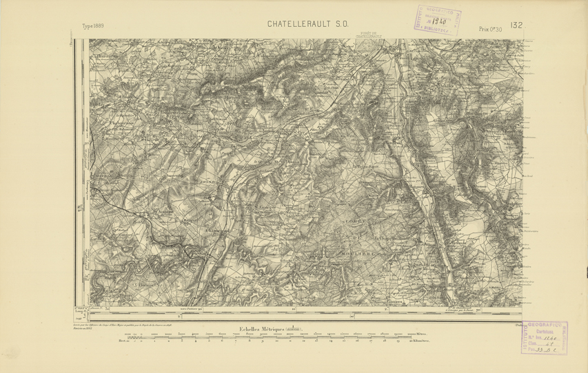 (N:22129) CARTE DE FRANCE - CHATELLERAULT S.O. (B0018714) Carte e stampe antiche: riproduzione a colori su carta (formato A2)